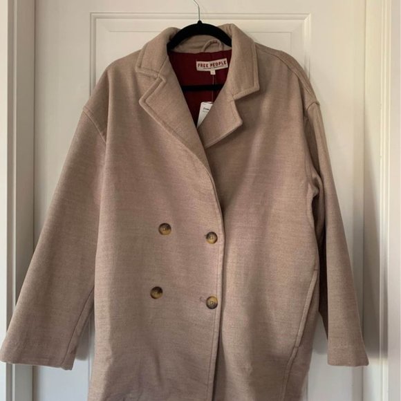 New oversized Free People stylish coat in Camel - Picture 2 of 3